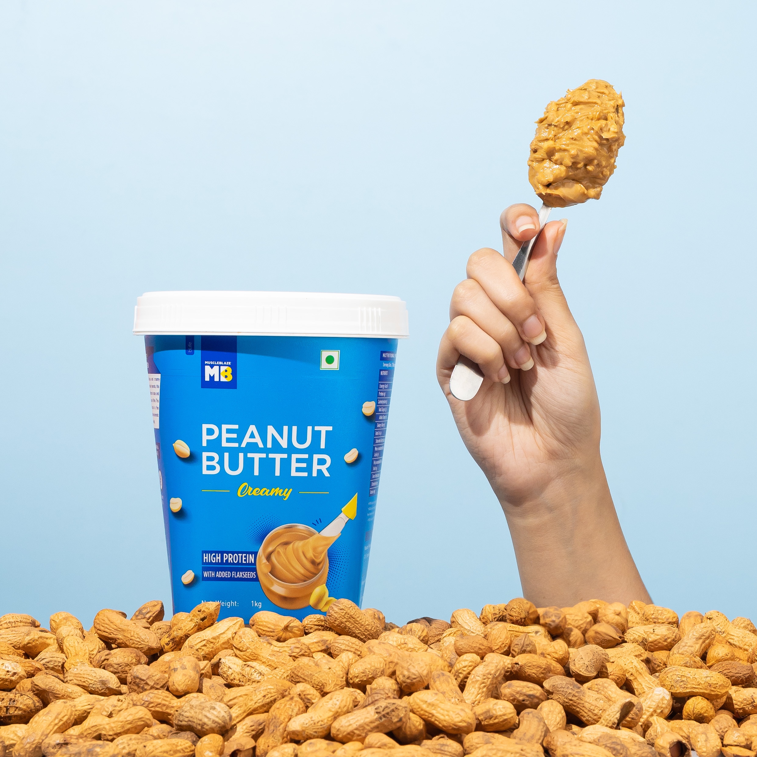 Product photography and styling for MuscleBlaze Peanut Butter