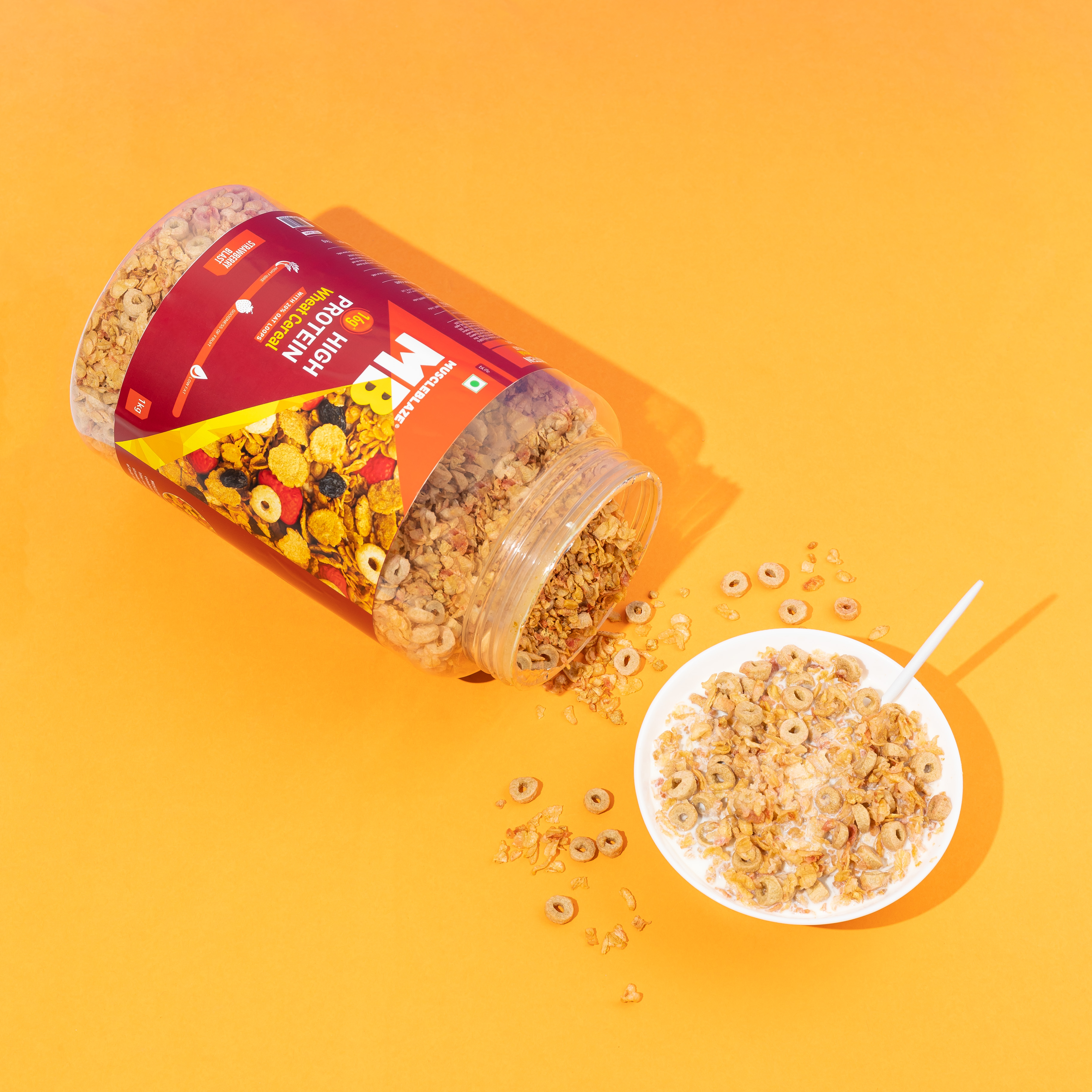 Product photography and styling for MuscleBlaze protein cereal