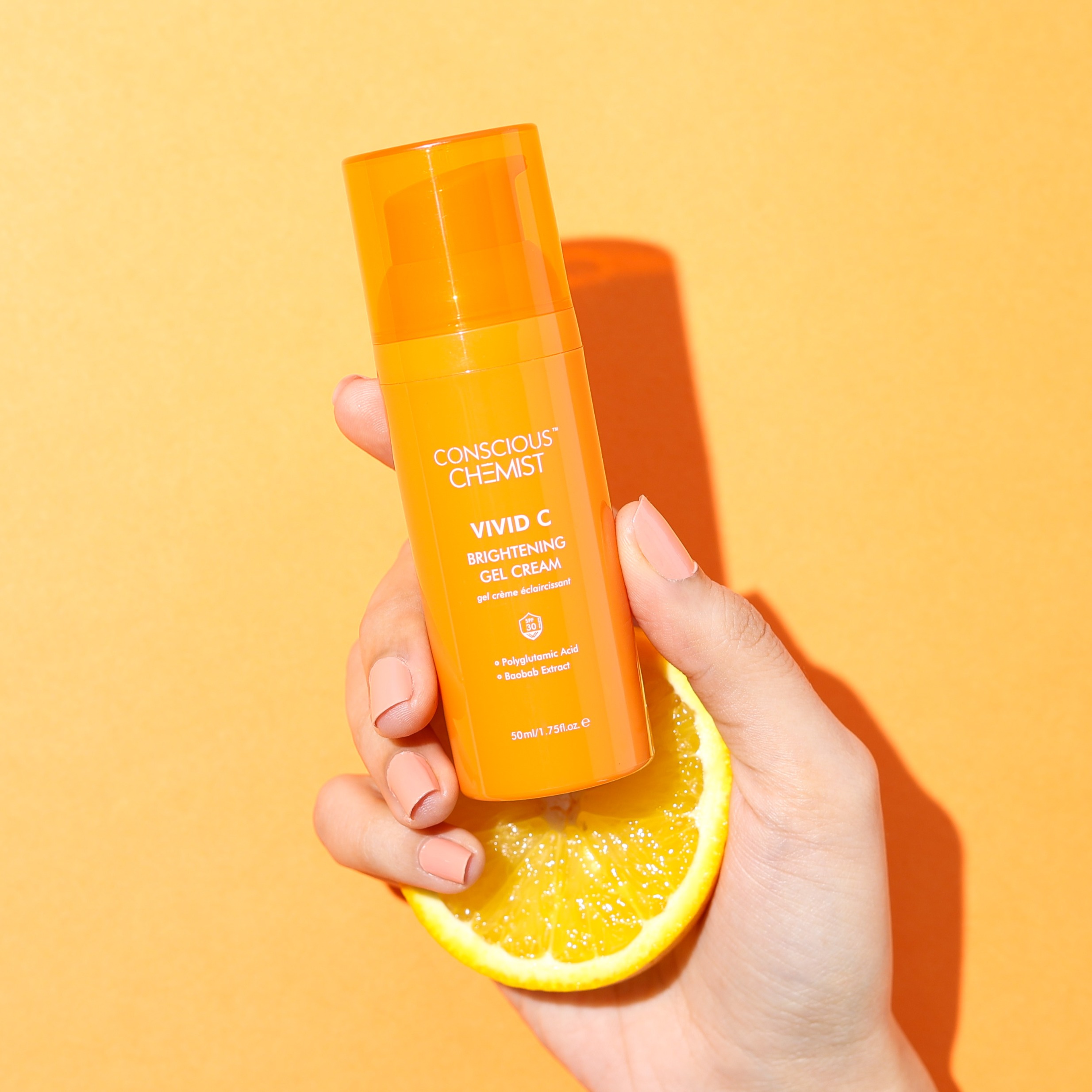 Product photography and styling for Conscious Chemist Vitamin C cream