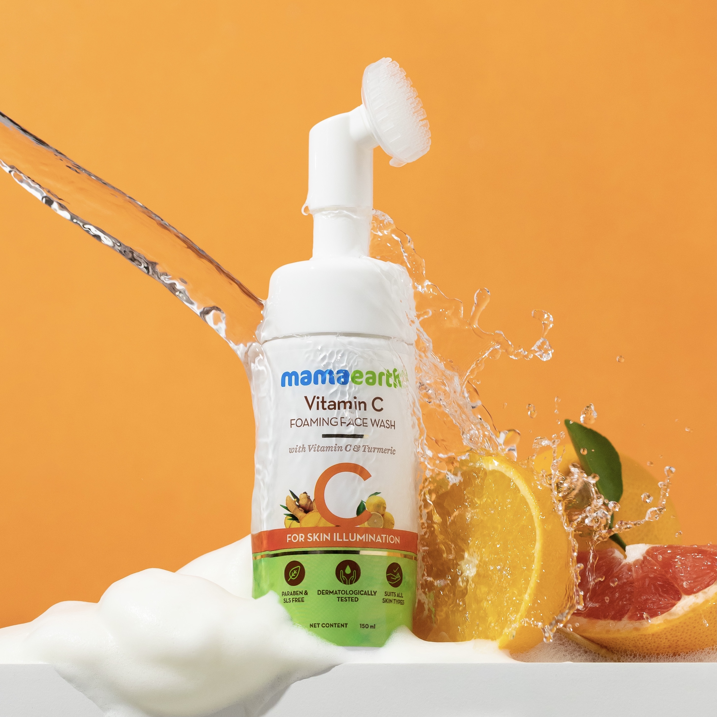 Product photography and styling for Mamaearth Vitamin C Face Wash
