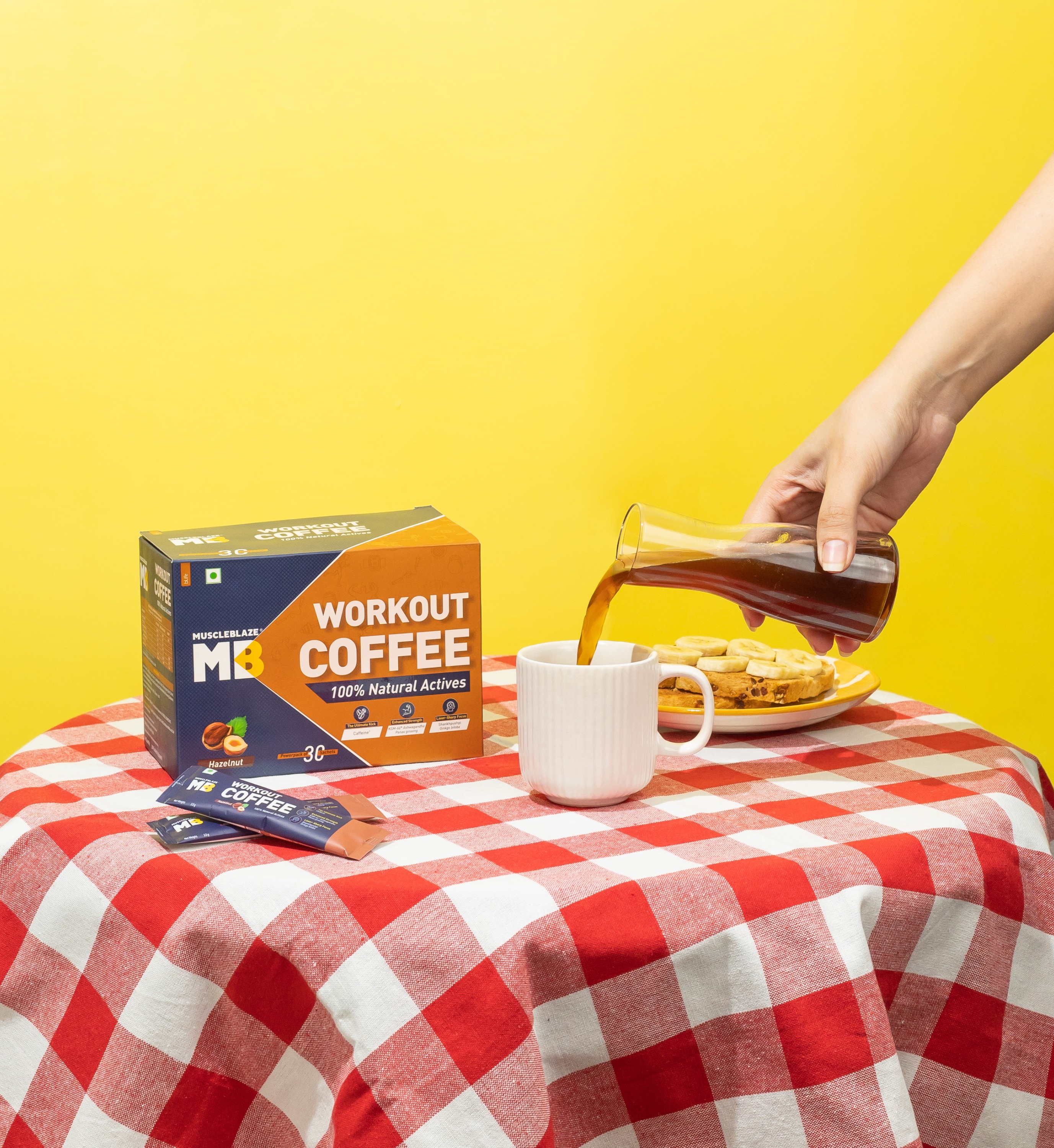 Product photography and styling for MuscleBlaze workout coffee