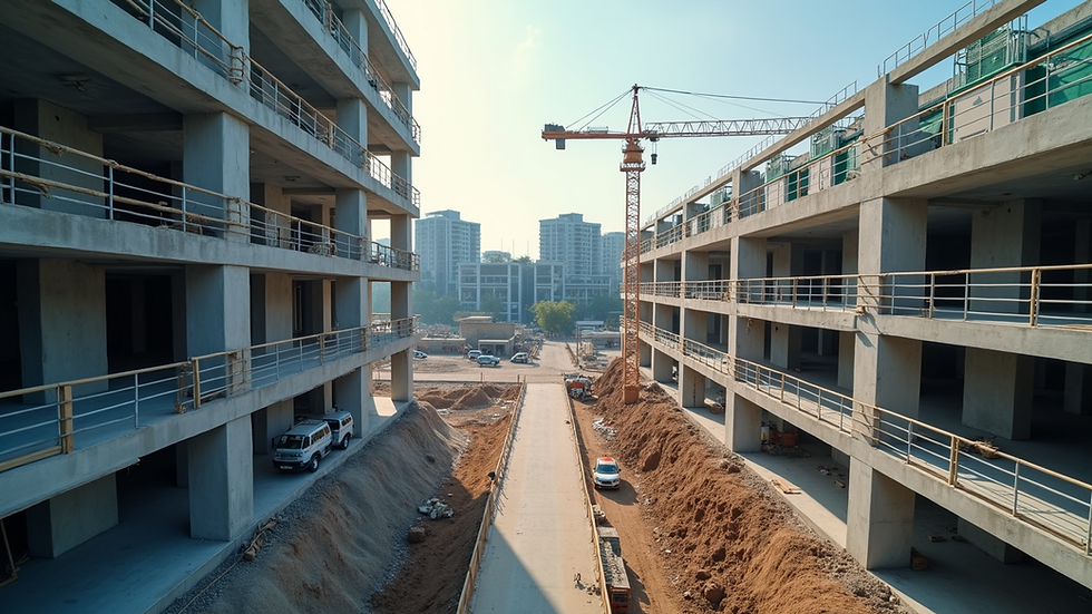High angle view of a modern construction site