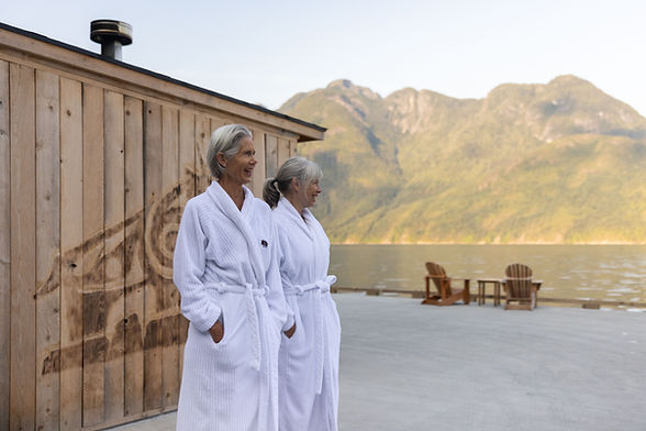 Guest at floating sauna