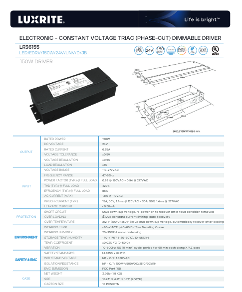 LR36155 ENCLOSED 150W ELECTRONIC CONSTANT VOLTAGE