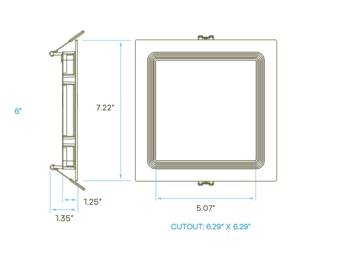 Thumbnail: LR23740 6" Mini Panel Square 5CCT High Power – Step Baffle Trim