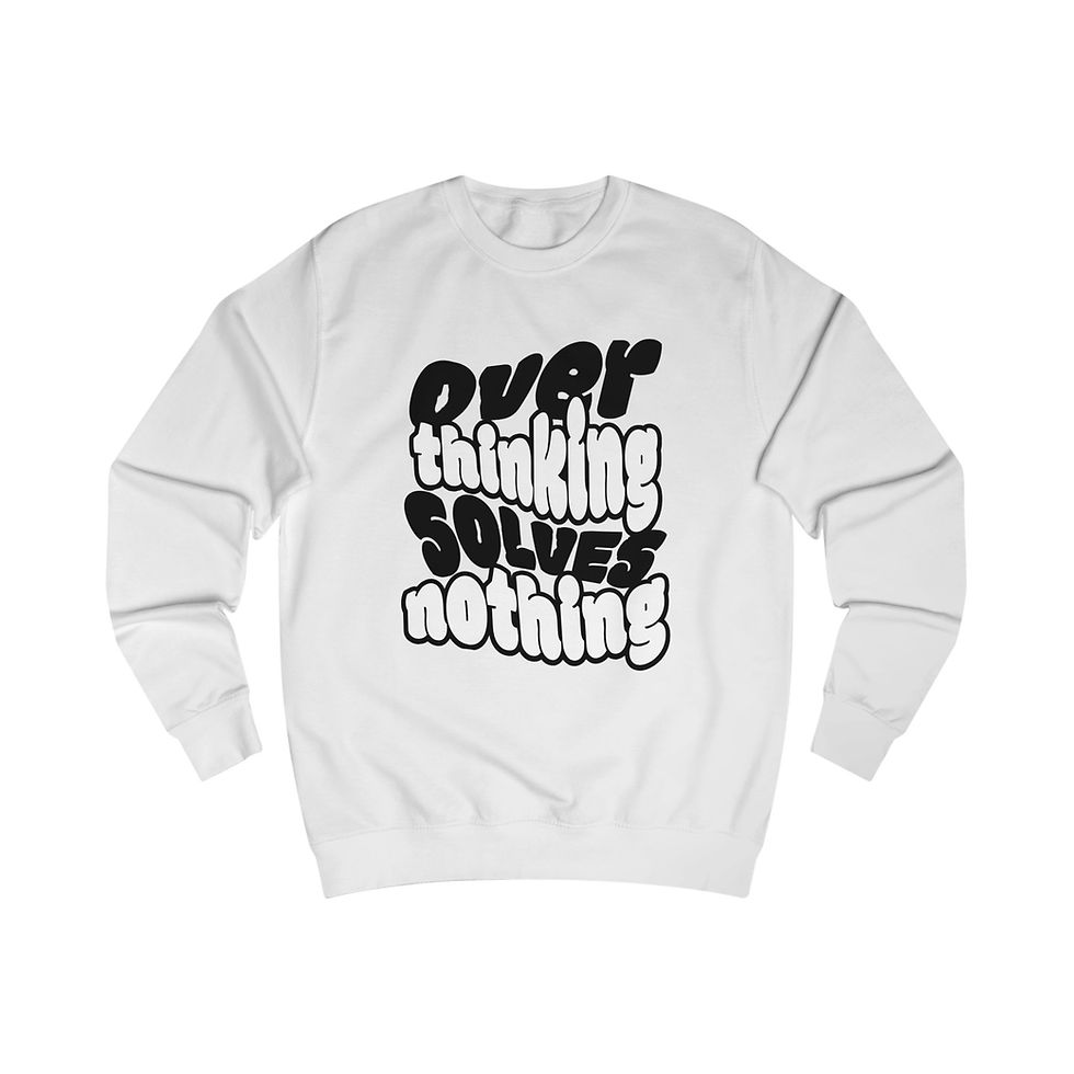 Thumbnail: Overthinking Solves Nothing - Brown Latte Cup Graphic Unisex Sweatshirt