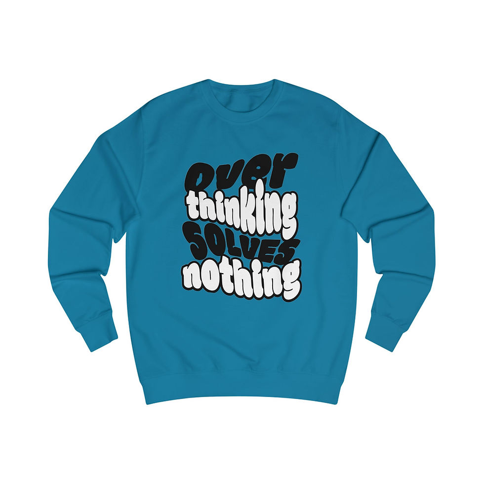 Thumbnail: Overthinking Solves Nothing - Brown Latte Cup Graphic Unisex Sweatshirt
