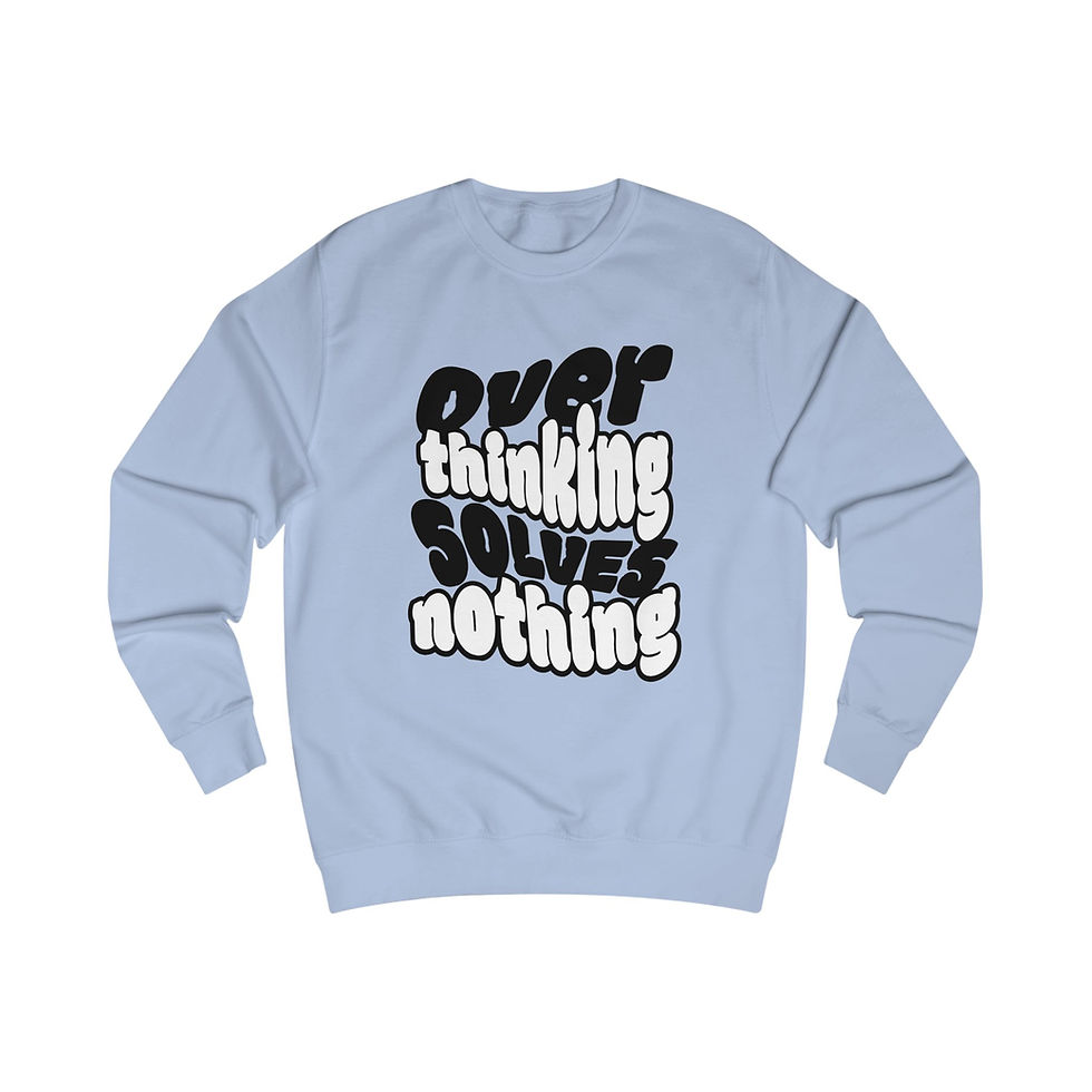 Thumbnail: Overthinking Solves Nothing - Brown Latte Cup Graphic Unisex Sweatshirt