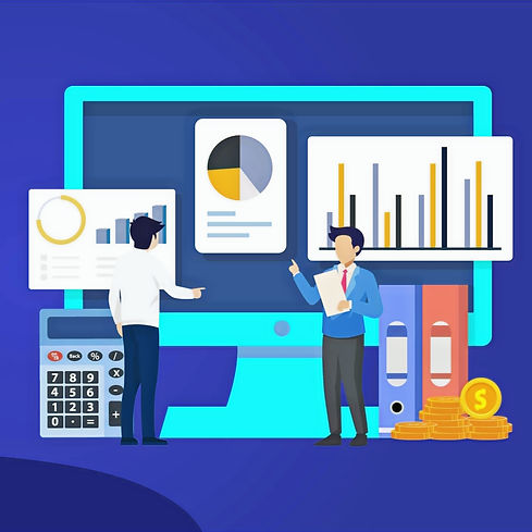 computer and charts image
