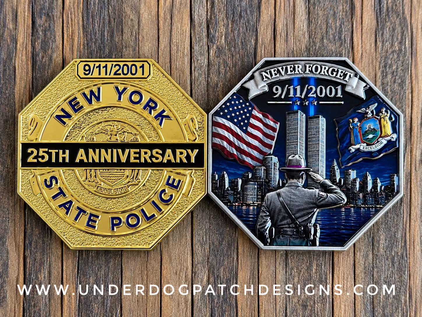 New York State Police 9/11 25th Ann. double sided challenge coin