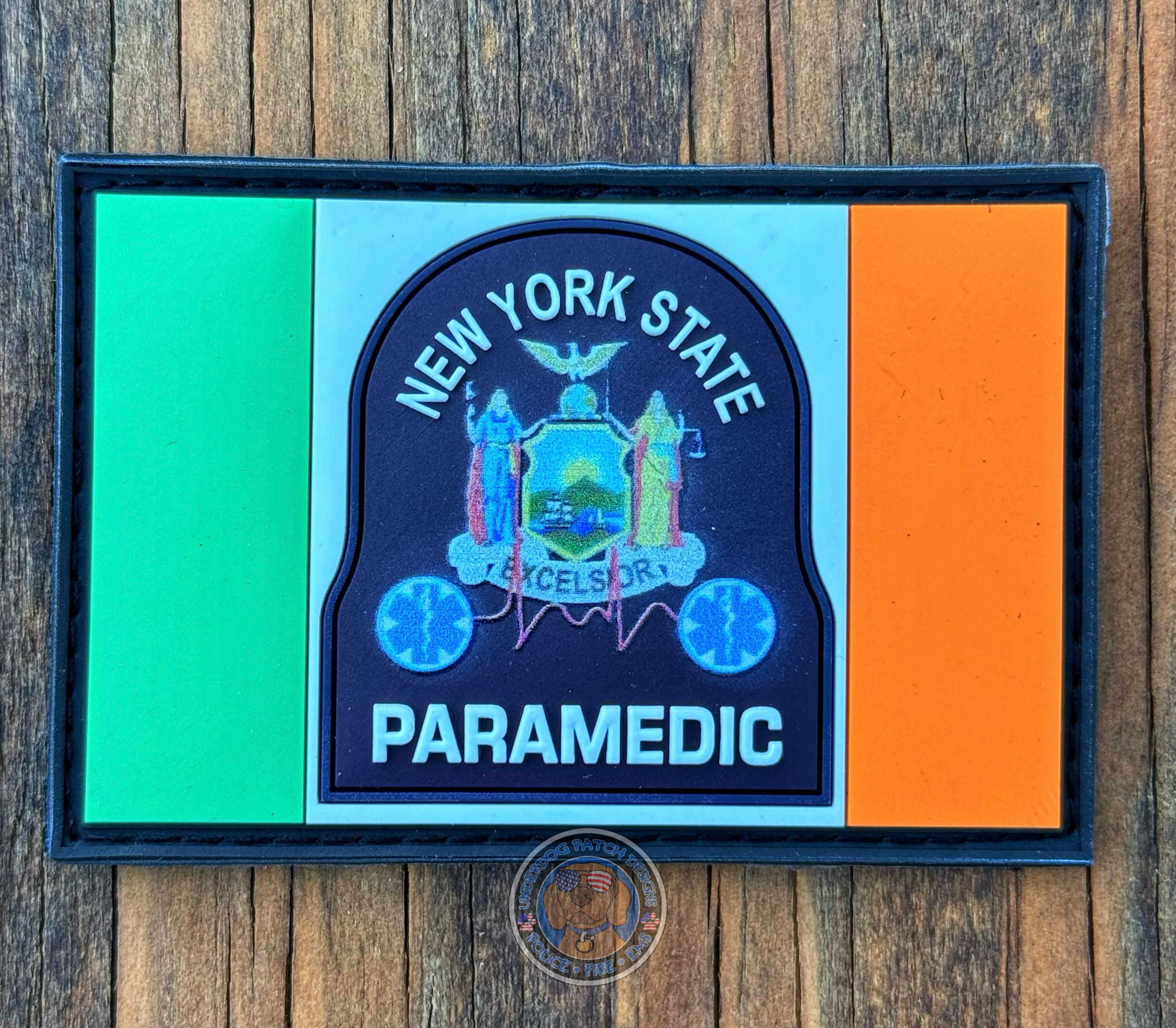 New York State Paramedic Irish PVC 3” Velcro vest patch 