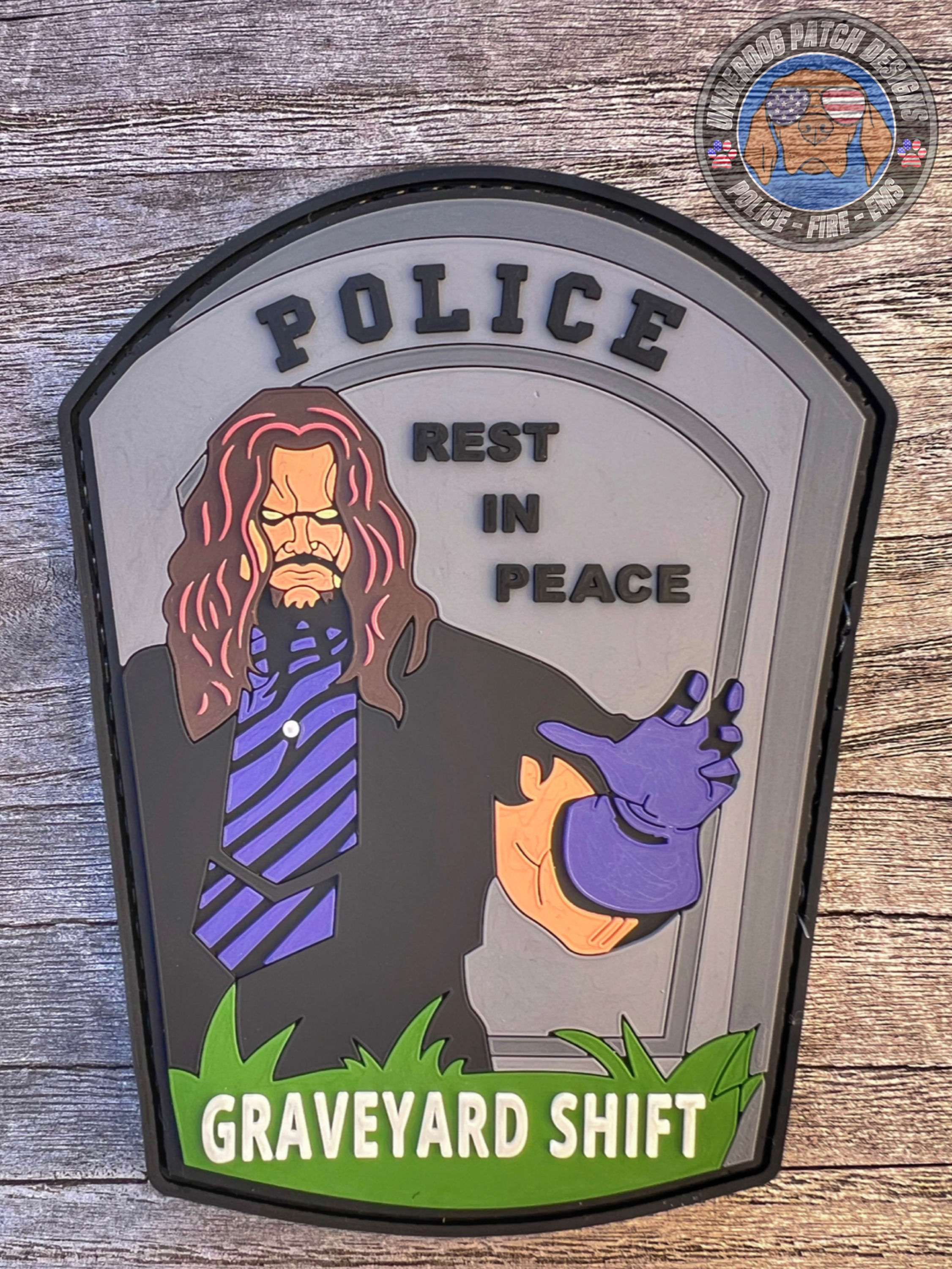 WWF Old School Undertaker 4” Police PVC Velcro patch