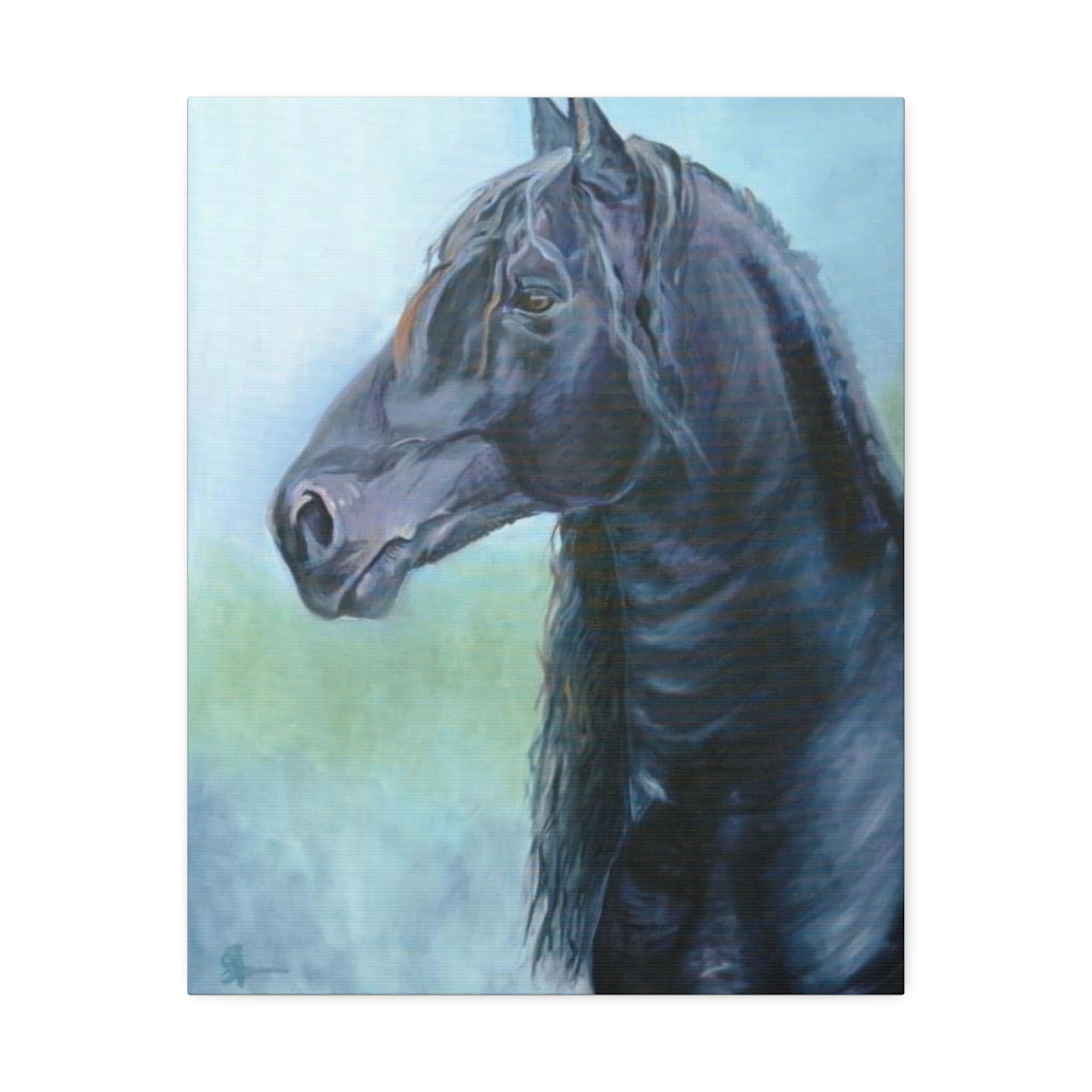Canvas Stretched, Friesian Horse Painting, Horse Lovers Gift, 1 5''
