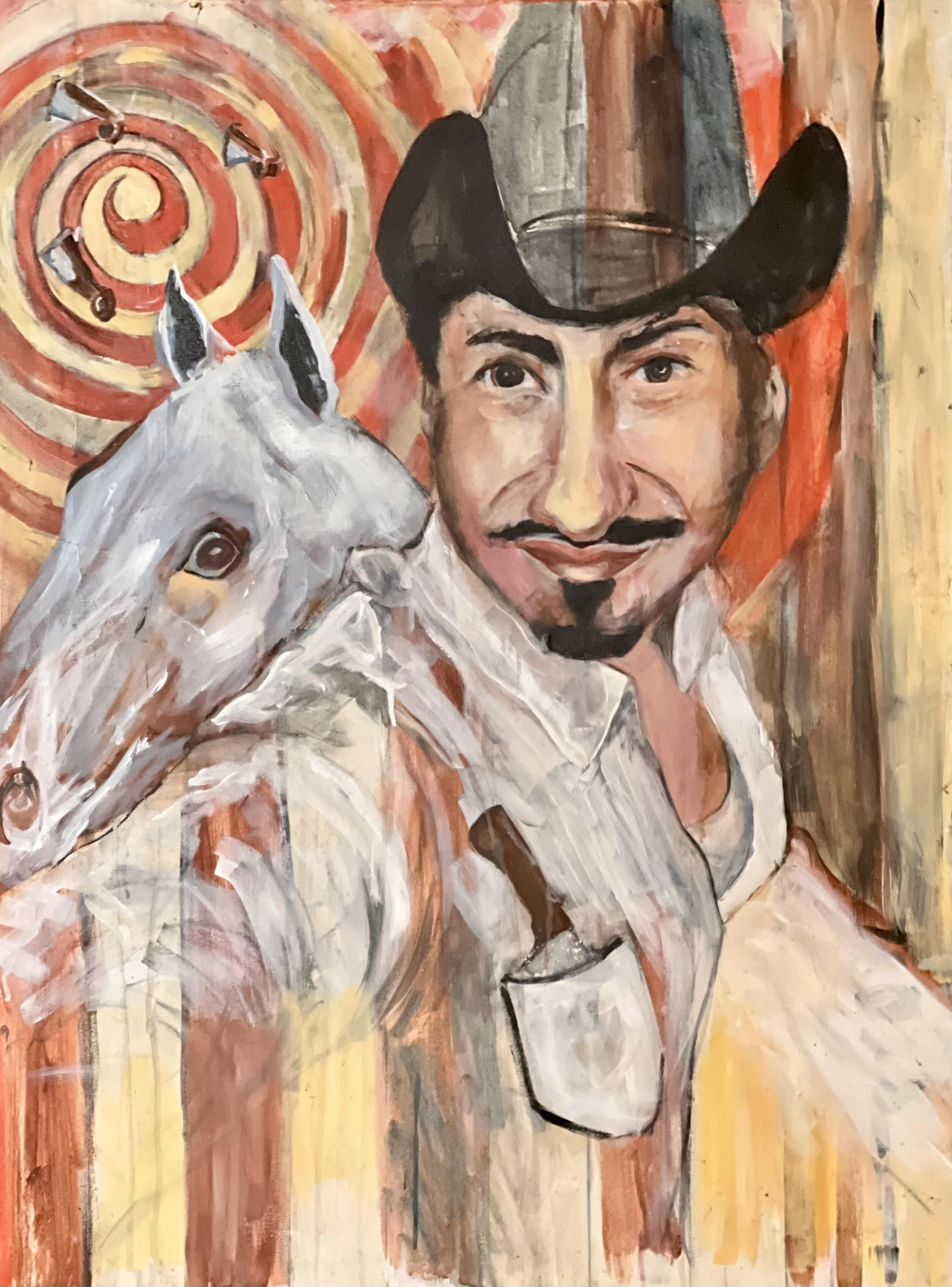 Original Oil Painting | The Knife Thrower| Cigany Theater Collection