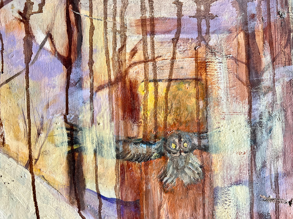 Look closely — an owl messenger watches from within the Lantern Woods.