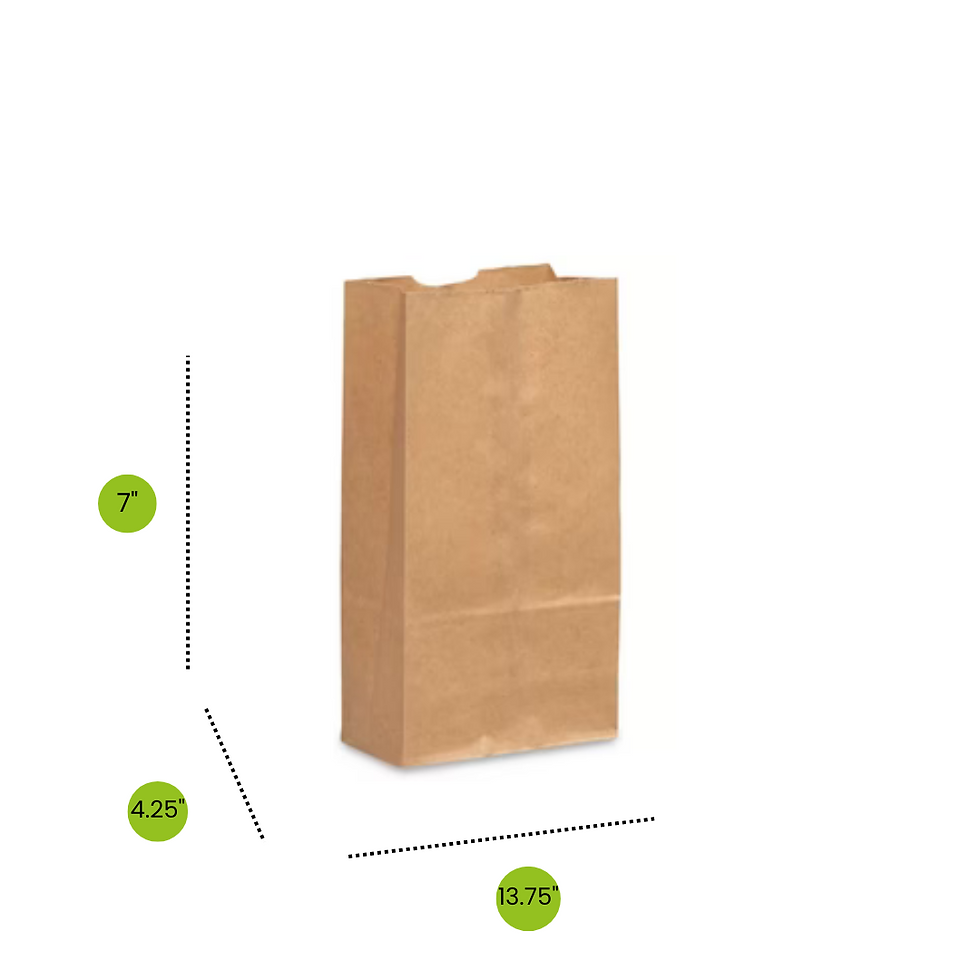 Sac en papier kraft brun sans anses #12 - 7 x 4.25 x 13.75"