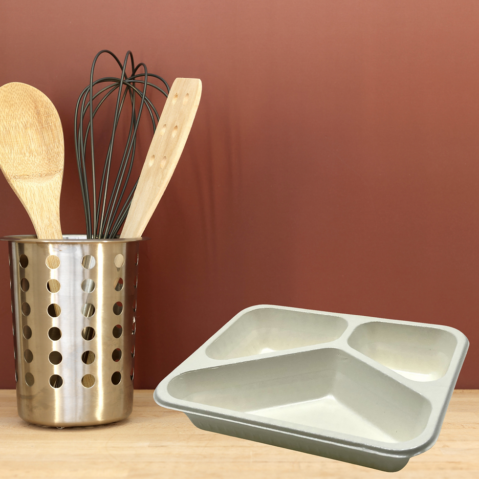 Miniature : Plateau repas en pulpe de bois recyclable et compostable de 3 compartiments