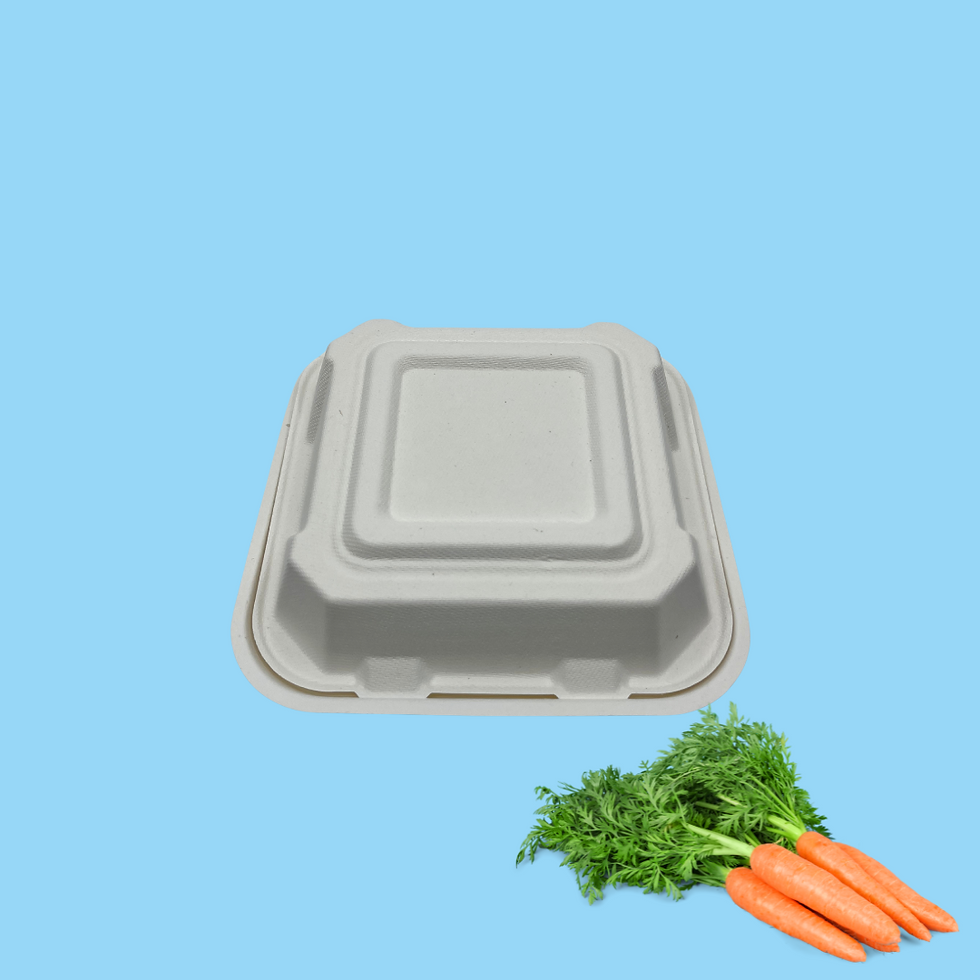 Clamshell en bagasse carrée 8x8x3"