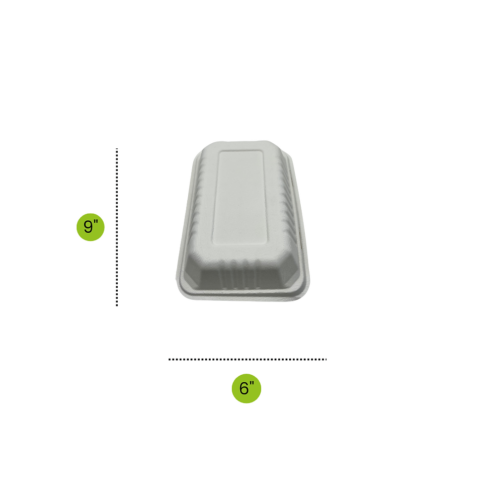 Clamshell en bagasse rectangulaire 9x6x3"