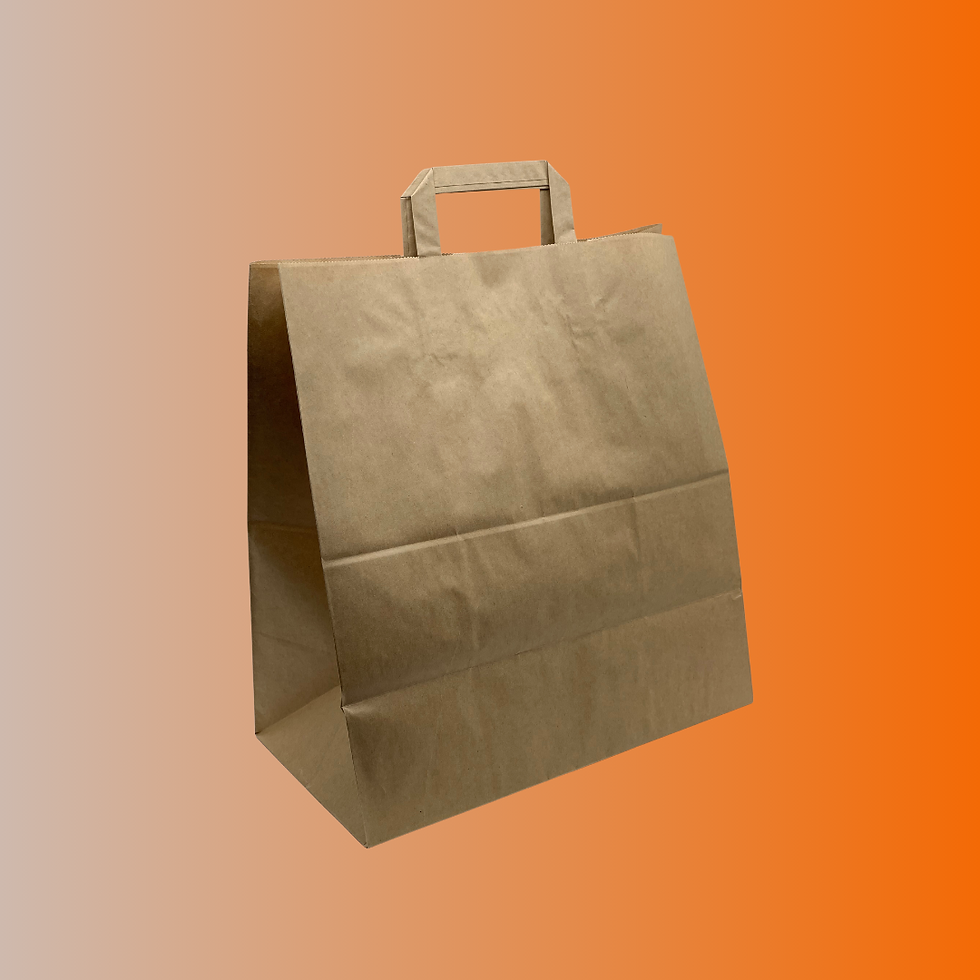Sac à poignées en papier brun, durable et écologique, parfait pour le shopping quotidien. Réutilisable orange