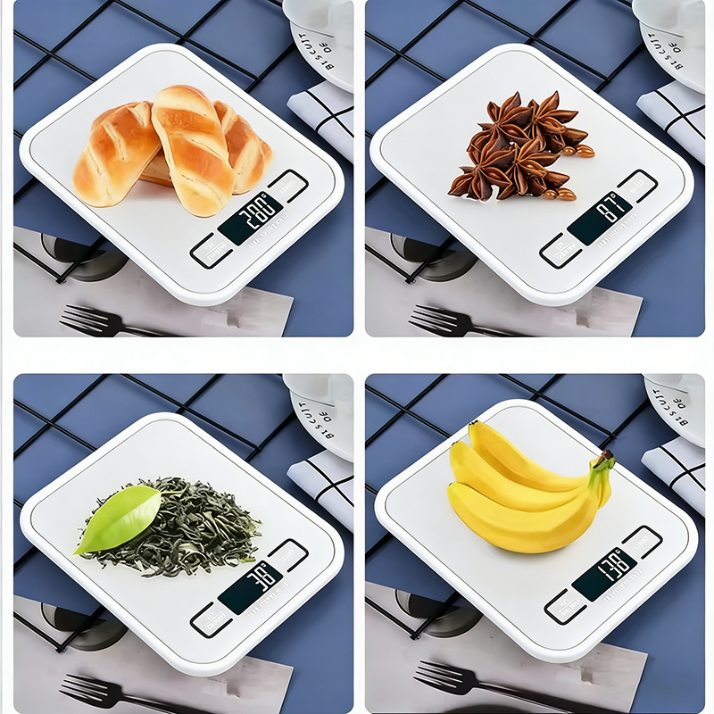 Miniatura: Balança de cozinha digital 10/5kg-1g com visor LED e painel de aço inoxidável.