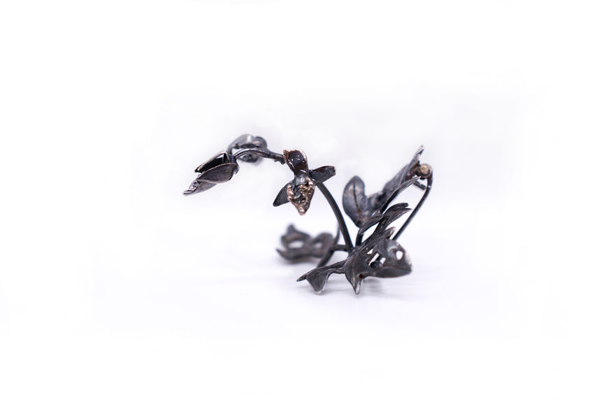 handmade sterling silver orchid brooch