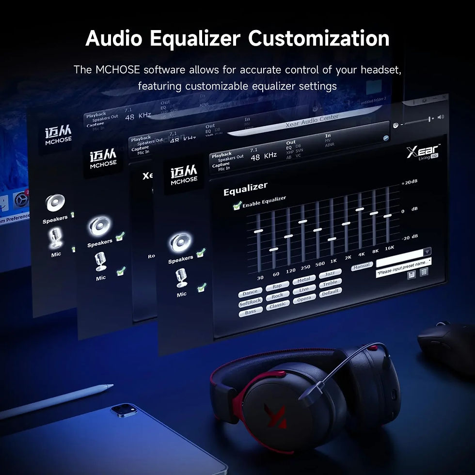Miniatura: MCHOSE V9 Pro Wireless Gaming Headset 7.1Surround Sound Headphones Noise Canceli