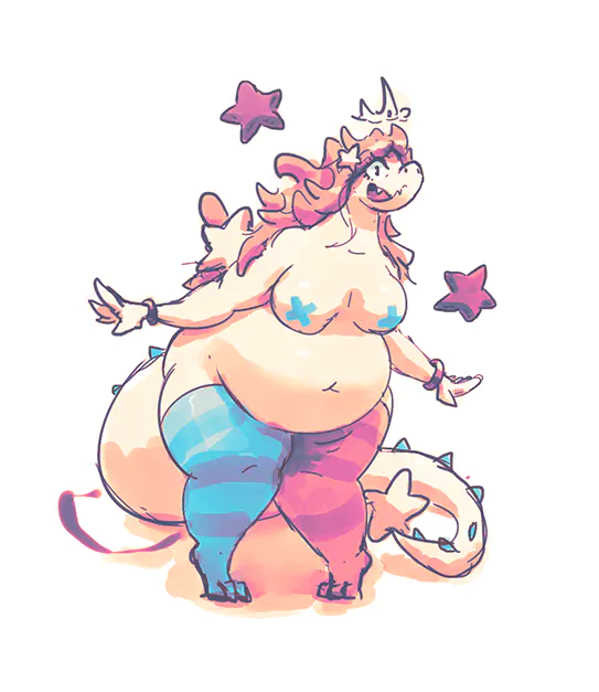 Chubby dragon girl art. Oxie art.