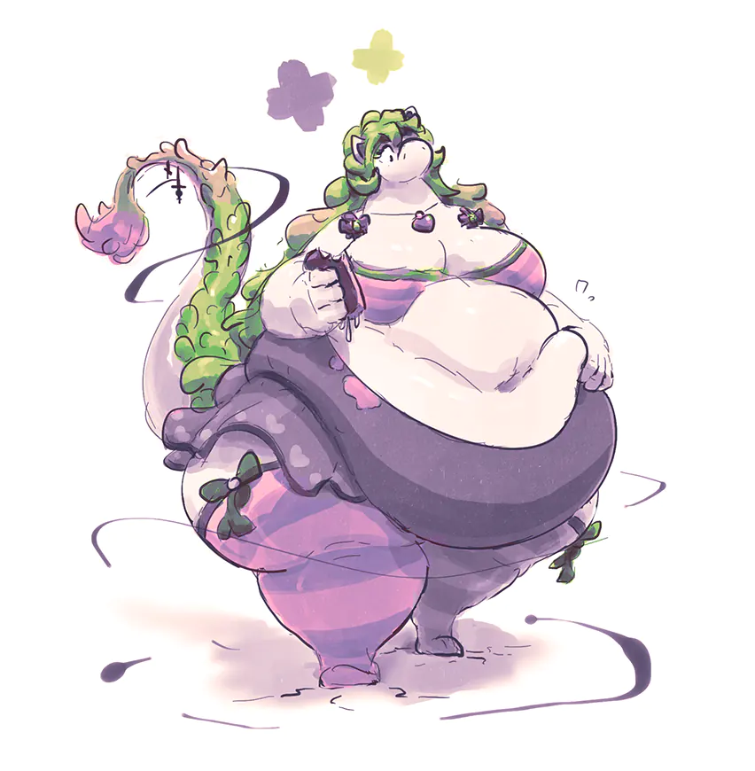 Fat dragon girl art. Oxie drawing.