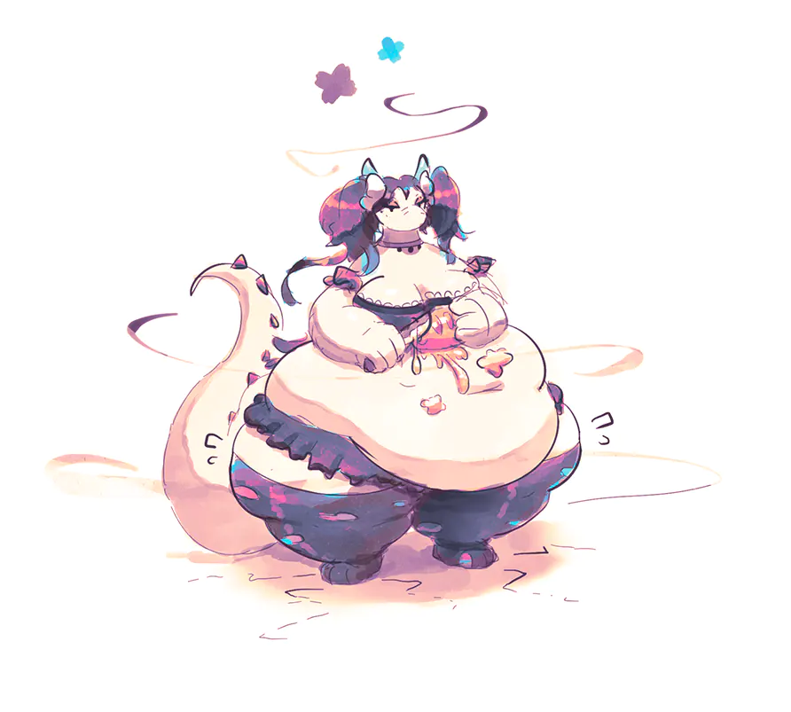 Fat dragon girl art. Oxie art.