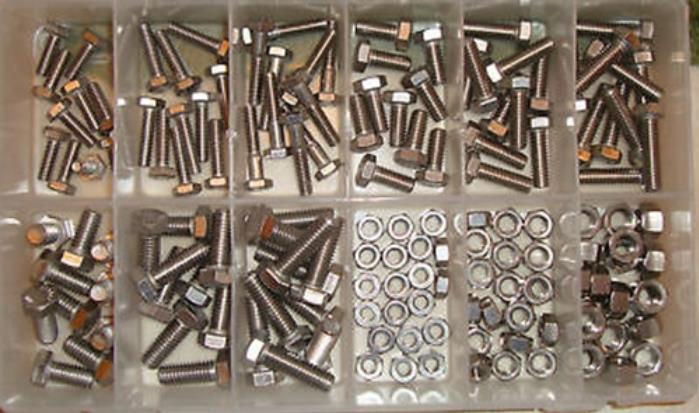 Stainless Steel Hex Head Bolt and Nut Assortment Kit — 18-8 Stainless Fasteners 160 Pieces