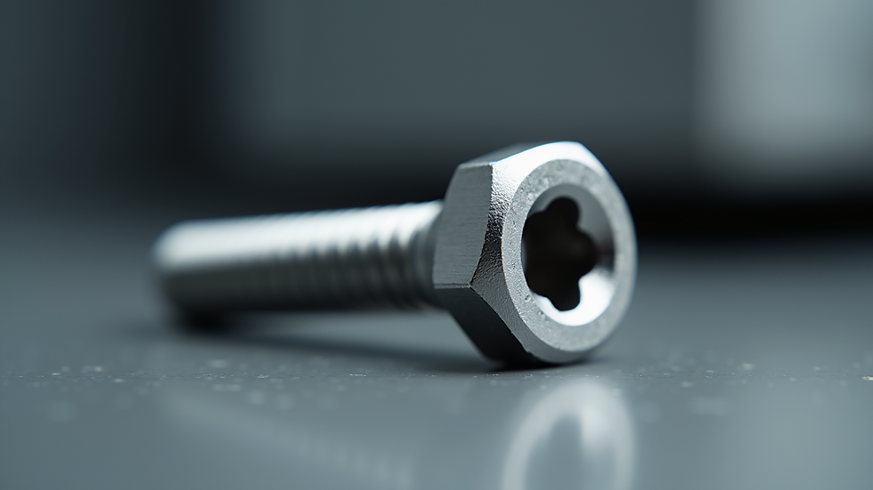 Close-up view of stainless steel hex socket head bolt