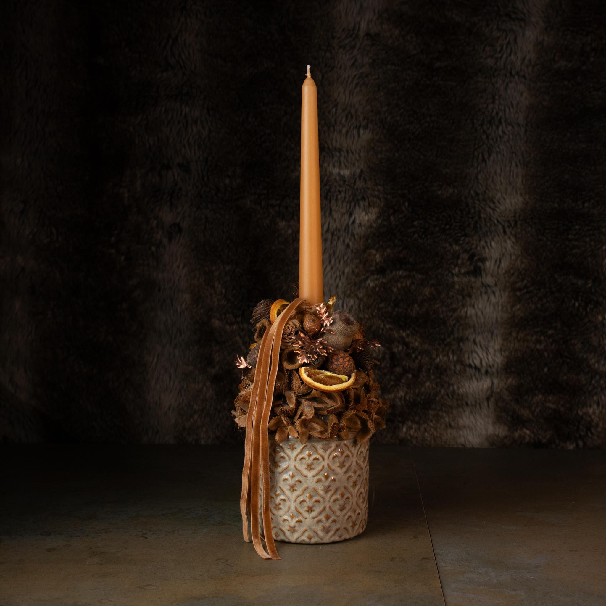 Törökméz szál gyertyás adventi dísz - M méret