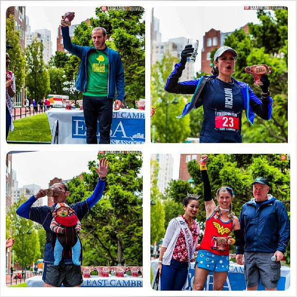 C5k winners with handmade trophies