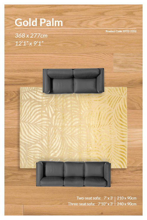 Thumbnail: Gold Palm Design Rug - 368 x 277 cm - REF:0722-2352