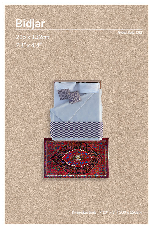 Thumbnail: Persian Bijar Rug - 215 x 132 cm - REF:1582