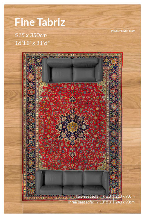 Thumbnail: Ultra Fine Persian Tabriz Rug - 515 x 350 cm - REF:1399