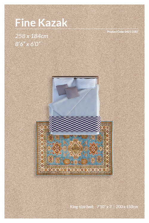 Thumbnail: Afghan Kazak Rug - 258 x 184cm - REF:0423-2387