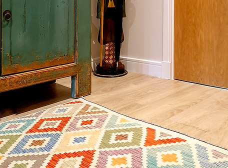 A Bright Multi-Coloured Kilim With Geometric Pattern