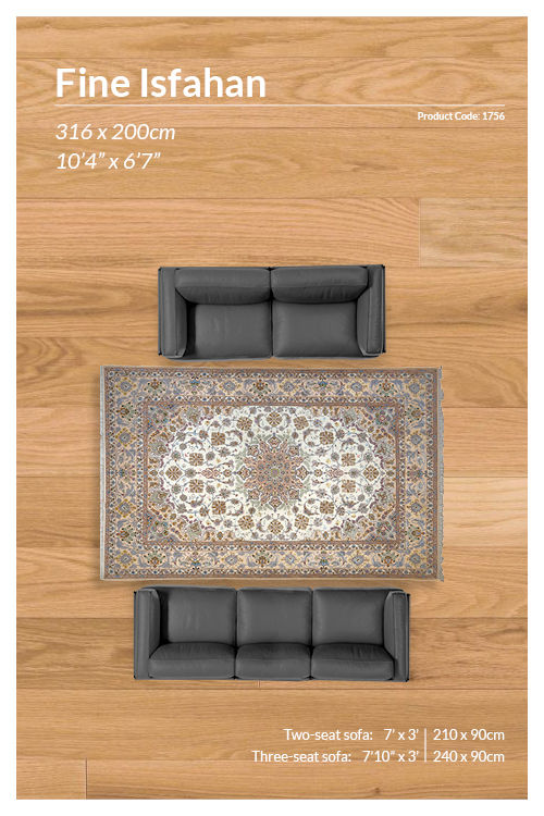 Thumbnail: Ultra Fine Persian Isfahan Rug - 316 x 200 cm