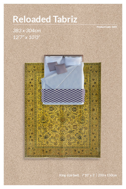 Thumbnail: Persian Tabriz Vintage Style Rug - 383 x 304 cm - REF:1605