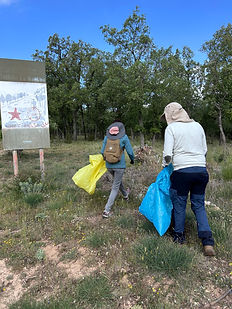 Voluntarios recogiendo con bolsas recogiendo basura en Las Merinas