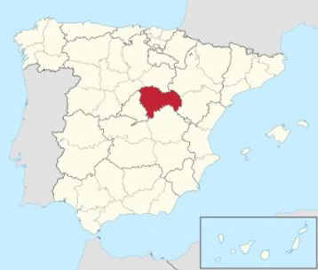 Mapa destacando la provincia de Guadalajara