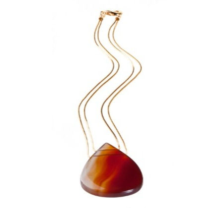 Thumbnail: Double Hole Drop Natural Stone Agate Necklace, handcrafted Jewelry from Brazil brown