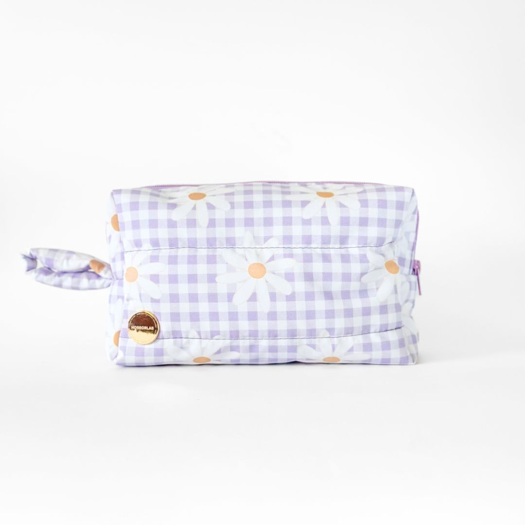 Very Peri Vichy - Cosmetic Cable Puffer Bag