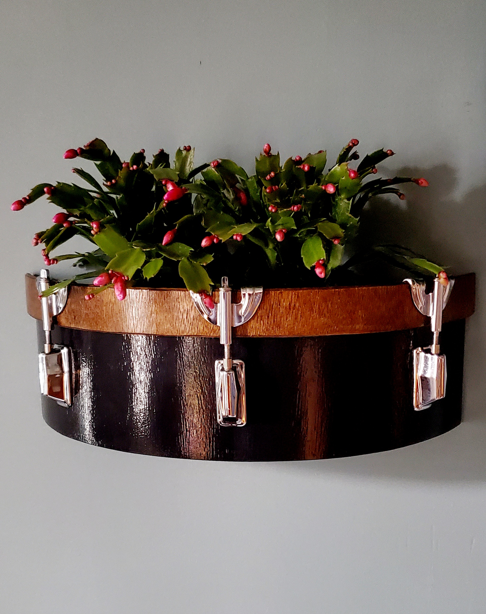 Drum wall planter upcycled from a musical drum by Funky Upbeat Designs