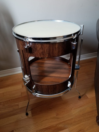 Floor Tom Table- Walnut, White Epoxy Top