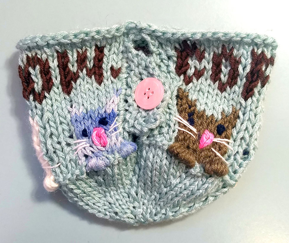 Thumbnail: "Coffee. Meow." Mug Cozy Pattern (knit)