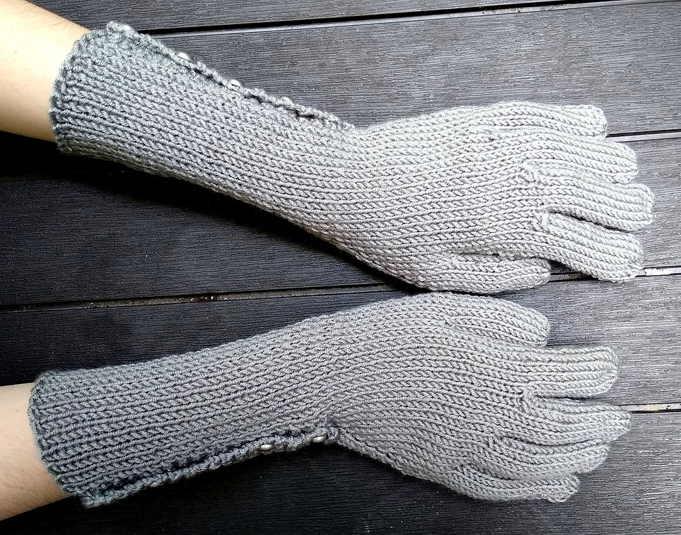 Thumbnail: Long Buttoned Gloves - Women's & Men's Pattern (knit)