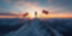 A lone man stands triumphantly atop a majestic, snow-capped mountain peak, silhouetted aga